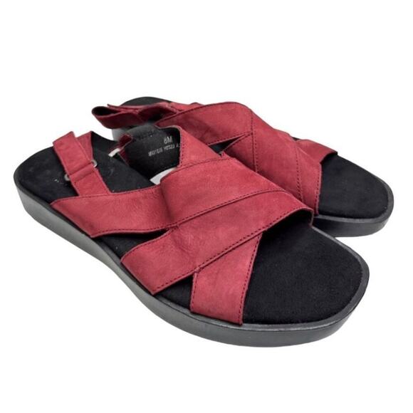 Munro Sandals Size 8 Red Slingback Open Toe Micah Comfort Shoes - Picture 10 of 10